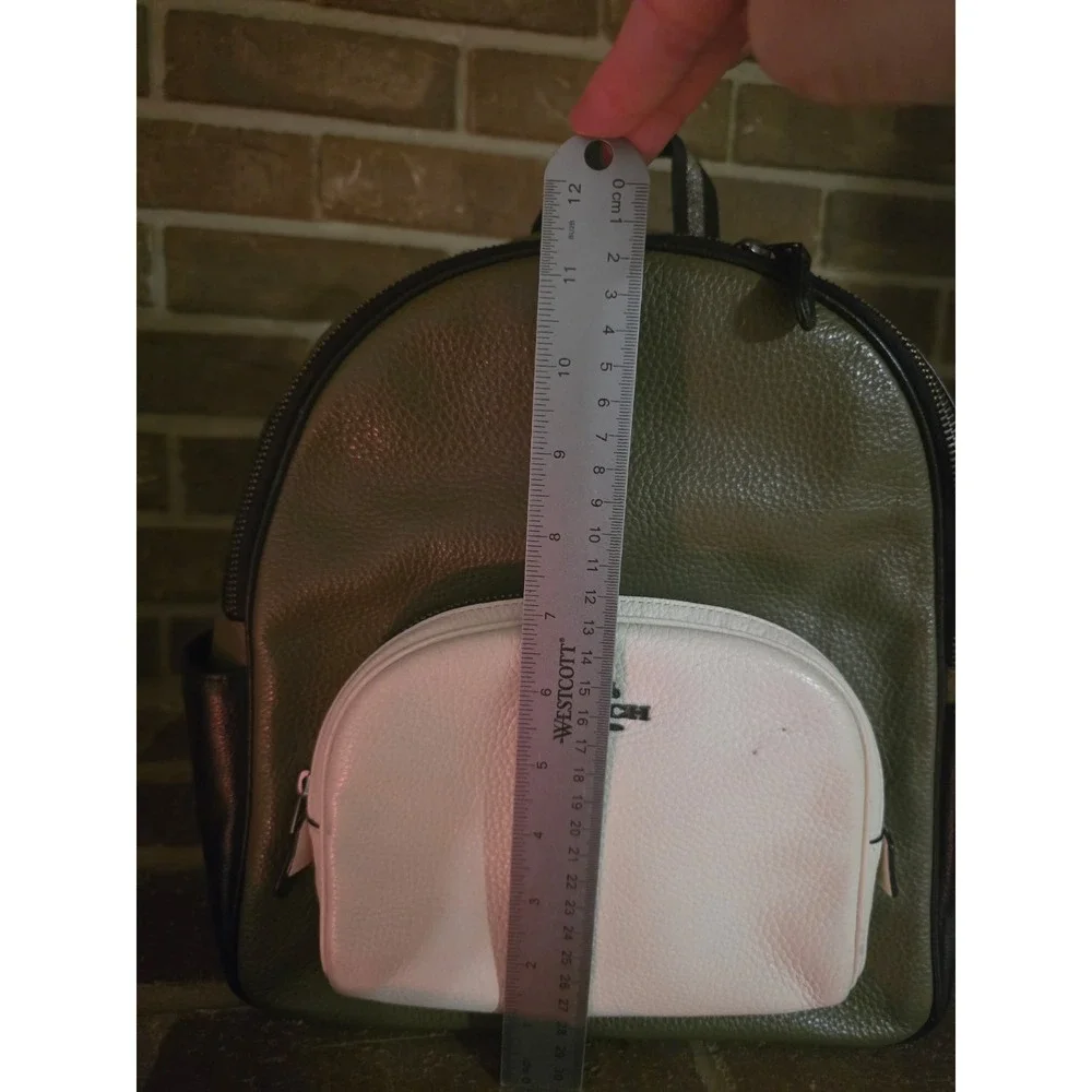 Coach Court Backpack Color Block Leather Bag Olive Black White - Picture 9 of 10